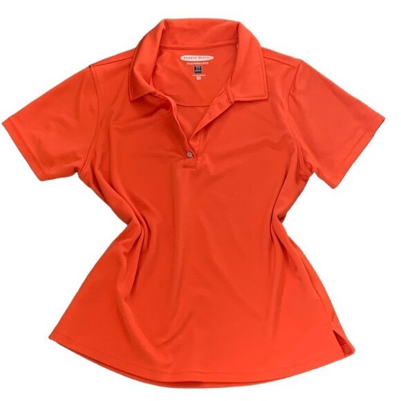 Pebble Beach Performance Womens Golf Polo Shirt Sz M Orange #90A - Picture 2 of 9